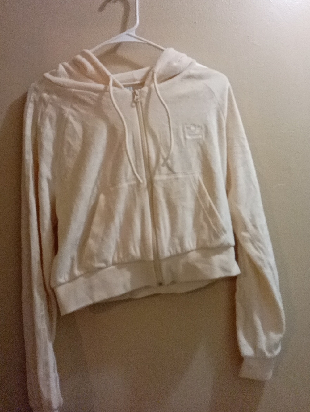 Adidas Women's Cream Zip-Up Hooded Jacket
